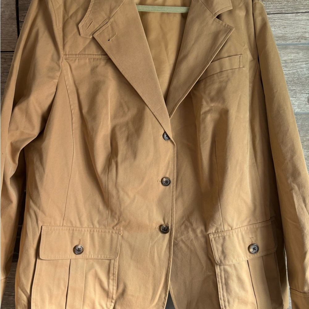 Ralph Lauren Tan Blazer with Structured Design and Smooth Fabric